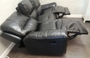 BLACK  LEATHER THREE SEATER RECLINER SOFA