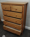 tall six drawer pine chest