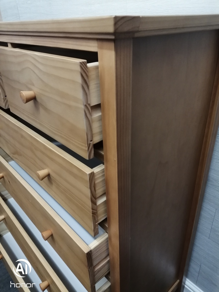 tall six drawer pine chest