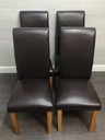 4 X brown FAUX LEATHER roll top DINING CHAIRS