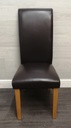 4 X brown FAUX LEATHER roll top DINING CHAIRS