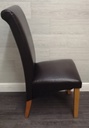 4 X brown FAUX LEATHER roll top DINING CHAIRS