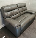 GREY leather ELECTRIC TWO SEATER RECLINER SOFA