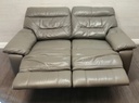 GREY leather ELECTRIC TWO SEATER RECLINER SOFA