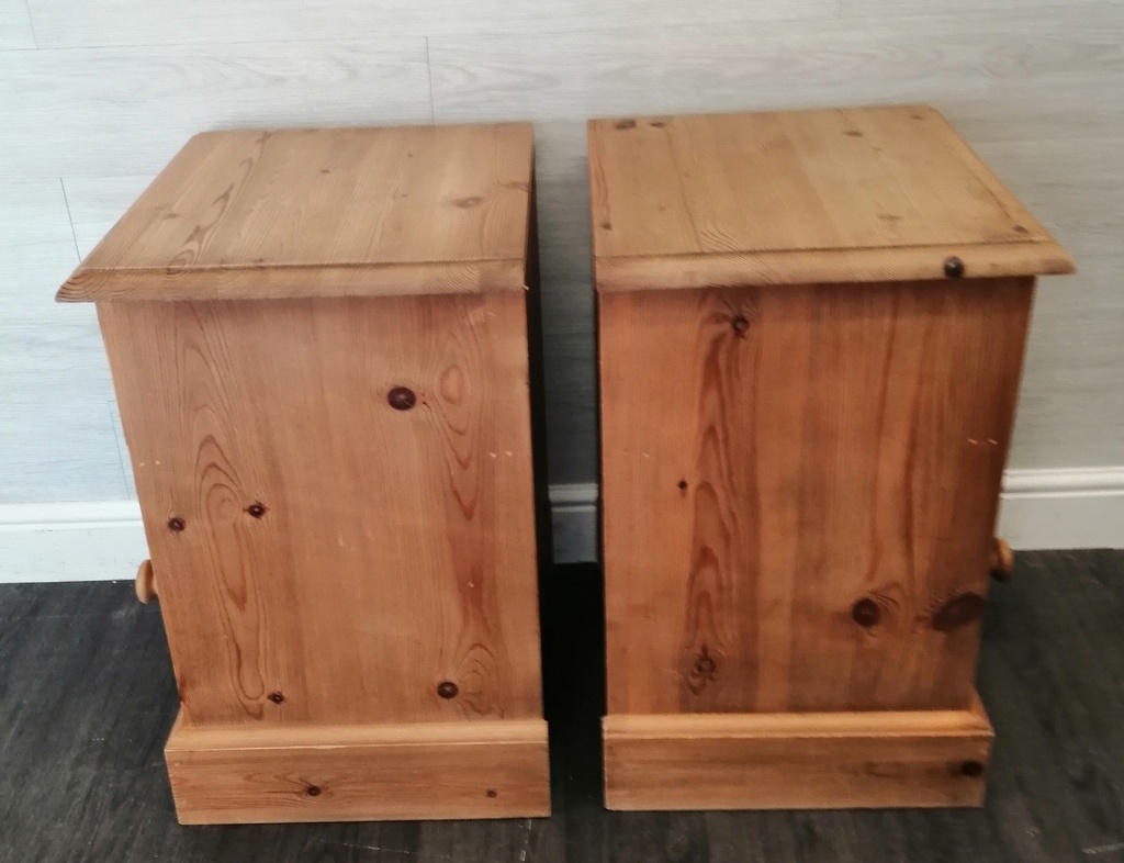 pair of solid pine bedside cupboards