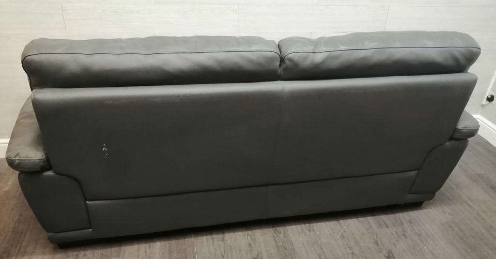 grey leather sofa and armchair set