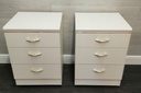 pair of three drawer white bedsides