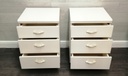 pair of three drawer white bedsides