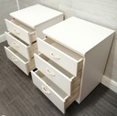 pair of three drawer white bedsides