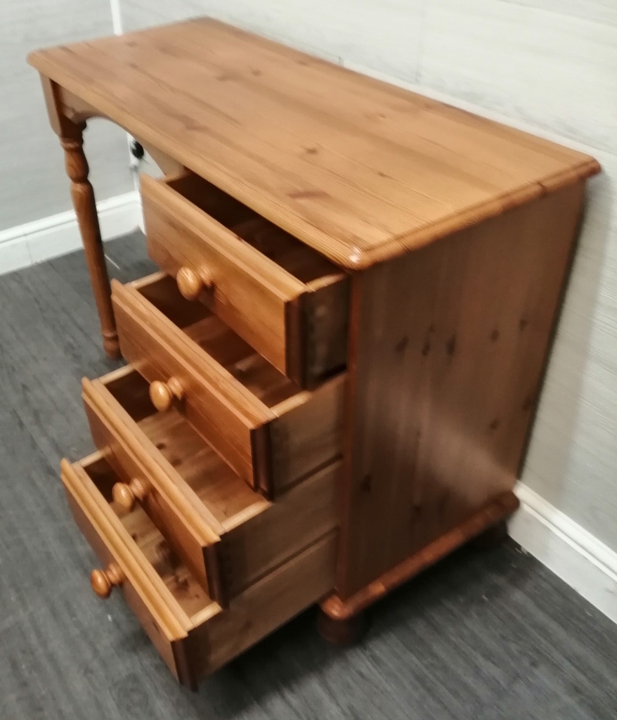 solid PINE FOUR DRAWER DESK / DRESSING TABLE