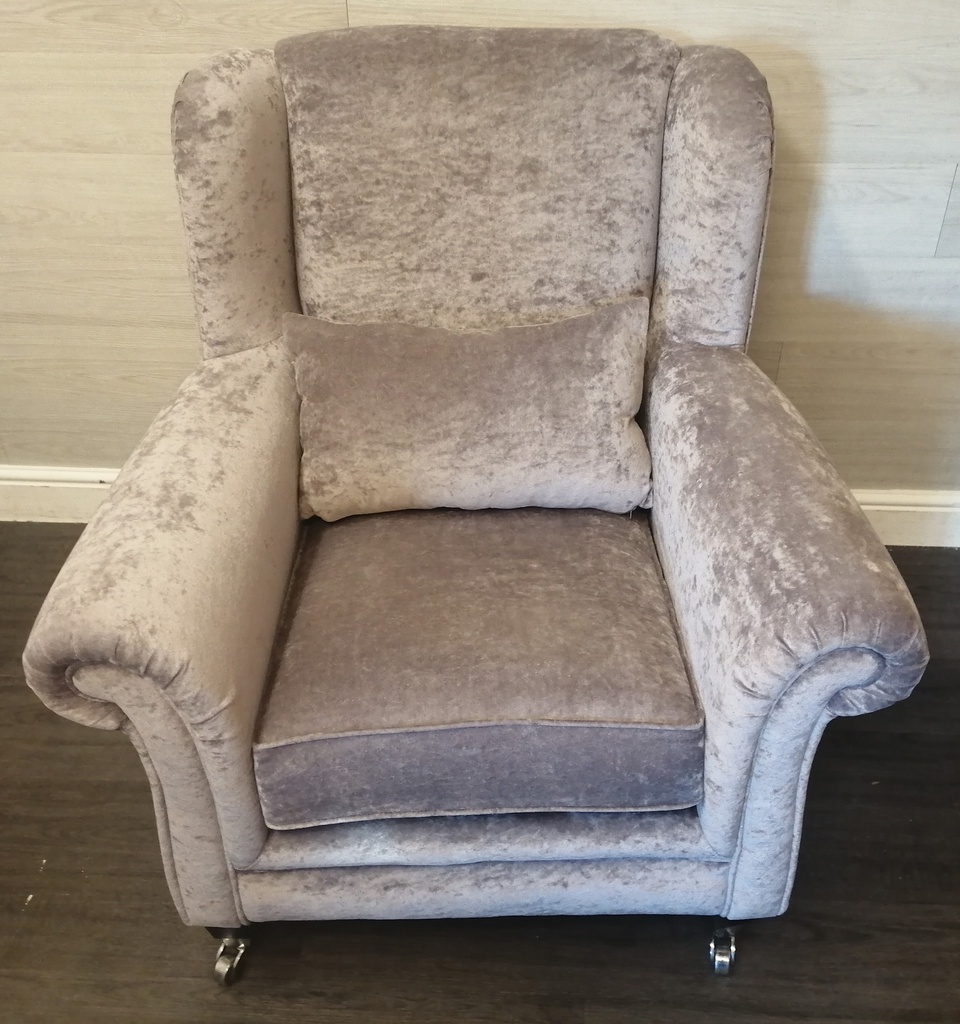 lovely grey  crush velvet armchair