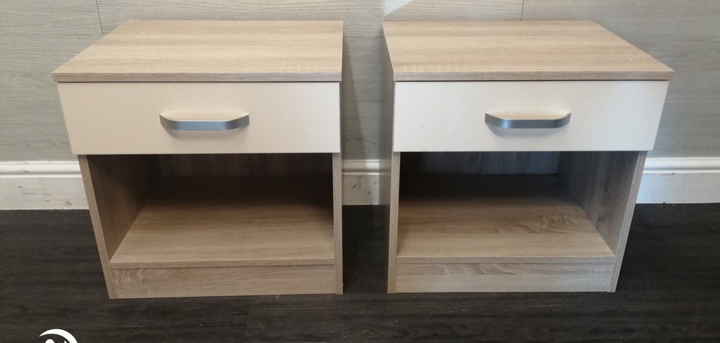 pair of gloss cream bedsides