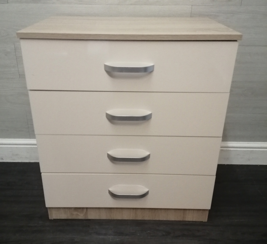 cream gloss 3 drawer chest