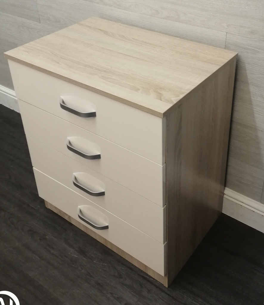 cream gloss 3 drawer chest