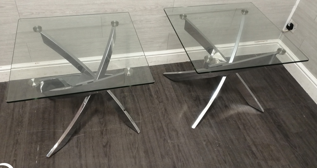 very stylish glass top side table