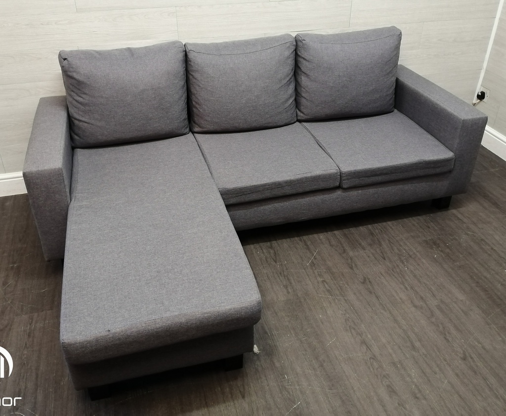 neat grey  l shape sofa