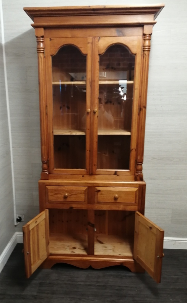 solid pine display dresser / bookcase unit