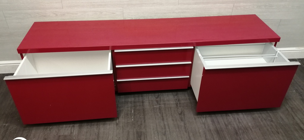 IKEA ‘BESTÅ BURS’ RED TV Bench AND WALL UNIT