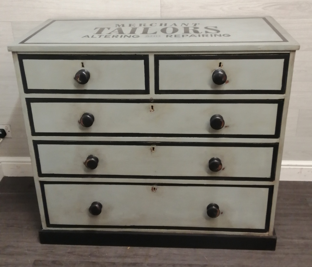 stunning VICTORIAN MAHOGANY painted five drawer chest