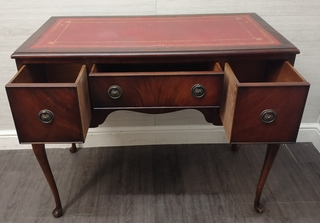 leather top small repro desk or console table