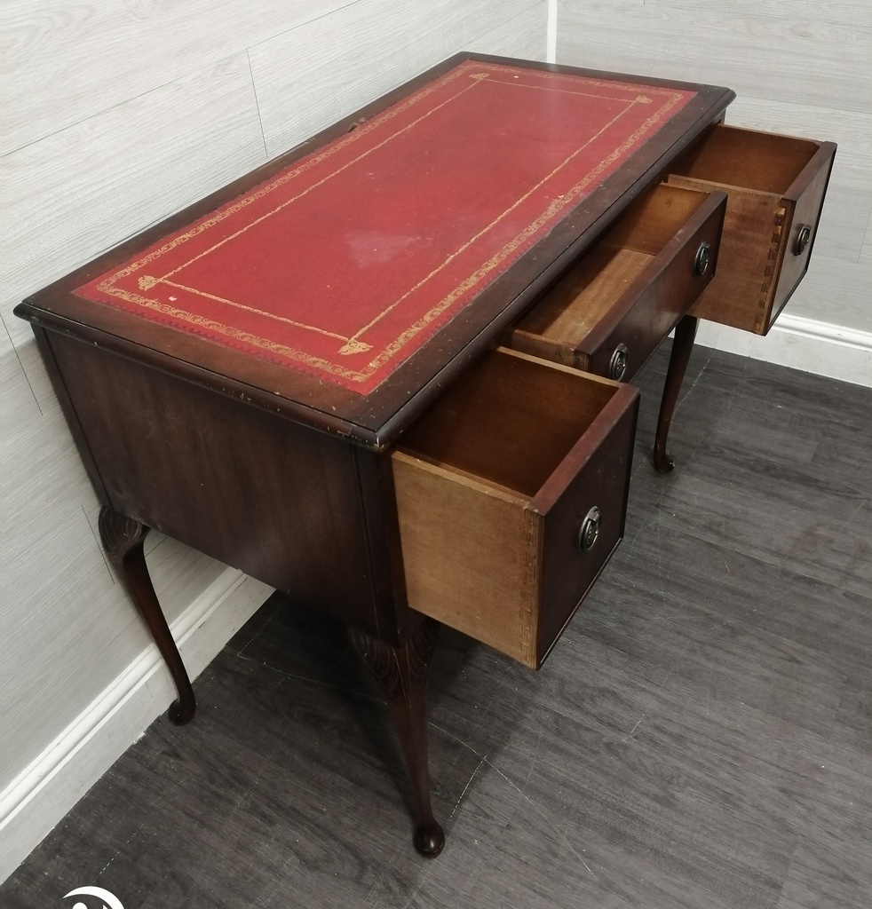 leather top small repro desk or console table