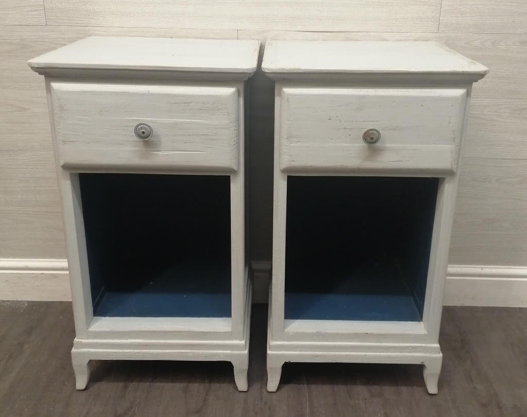 pair of shabby chic french style grey bedsides from loaf