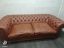 Large tan Leather Button Back Chesterfield Sofa