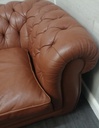 Large tan Leather Button Back Chesterfield Sofa