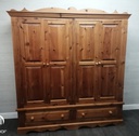 Solid Pine Four Door Wardrobe with drawers