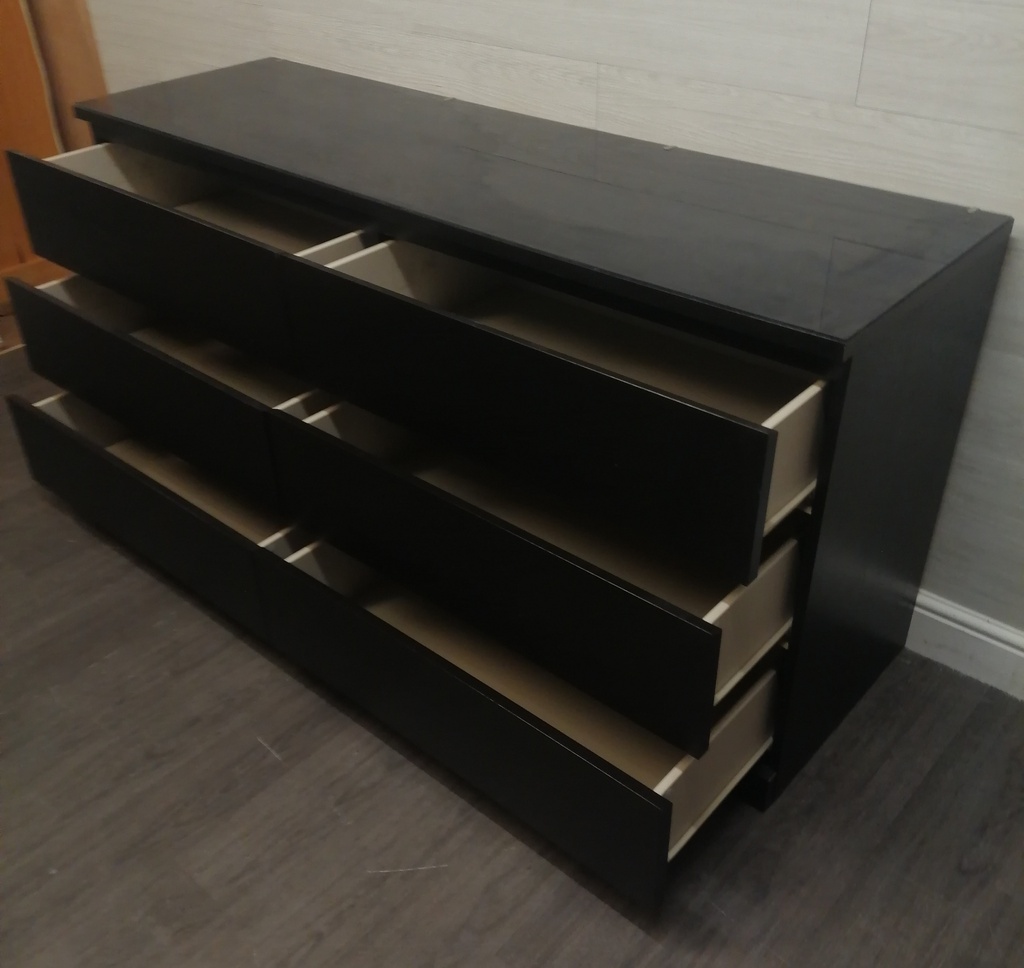 IKEA ‘MALM’ black SIX DRAWER CHEST