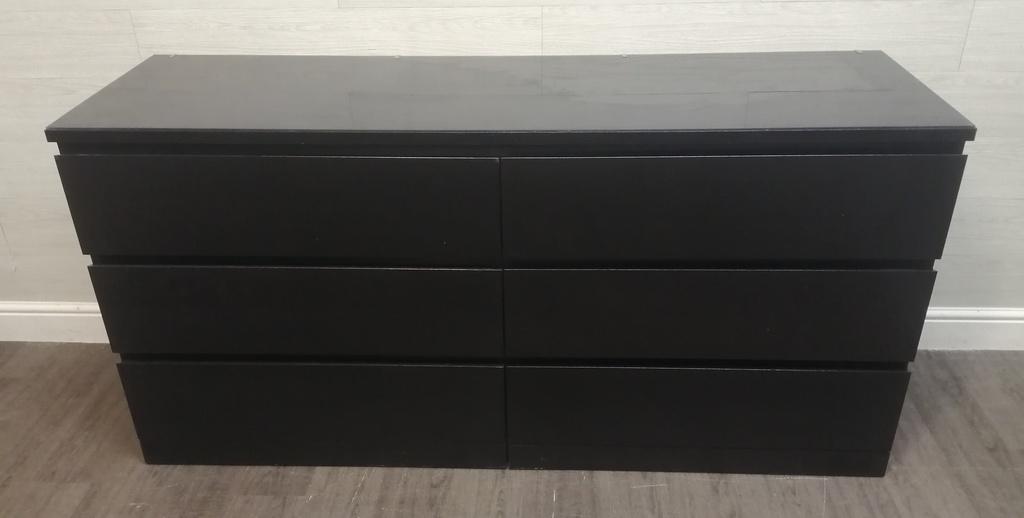 IKEA ‘MALM’ black SIX DRAWER CHEST