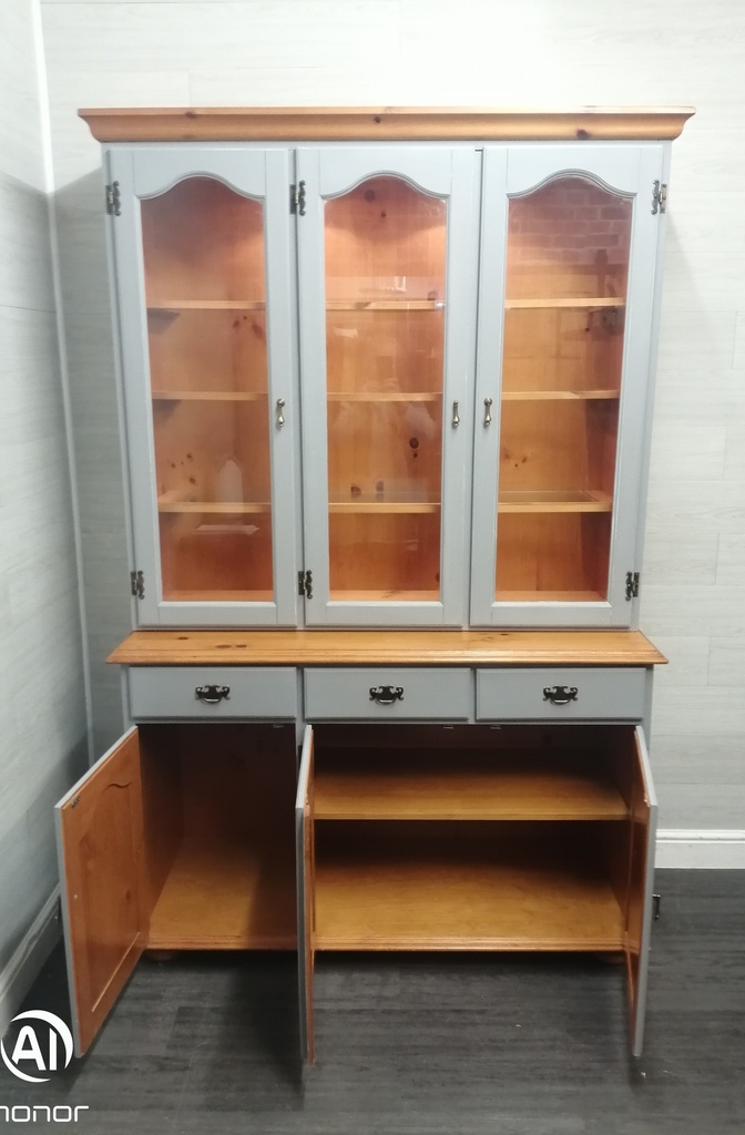 grey painted Pine Part Glazed Dresser