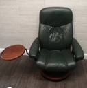 STRESSLESS Green Leather Recliner Chair with Footstool