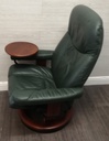 STRESSLESS Green Leather Recliner Chair with Footstool