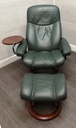 STRESSLESS Green Leather Recliner Chair with Footstool