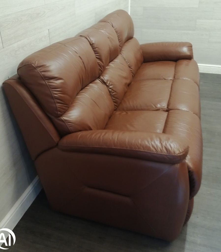 three seater leather  high back sofa