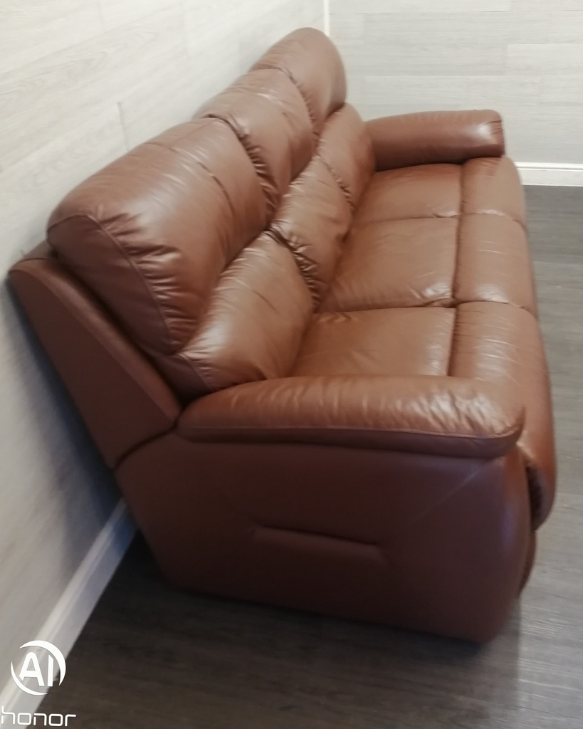 three seater leather  high back sofa