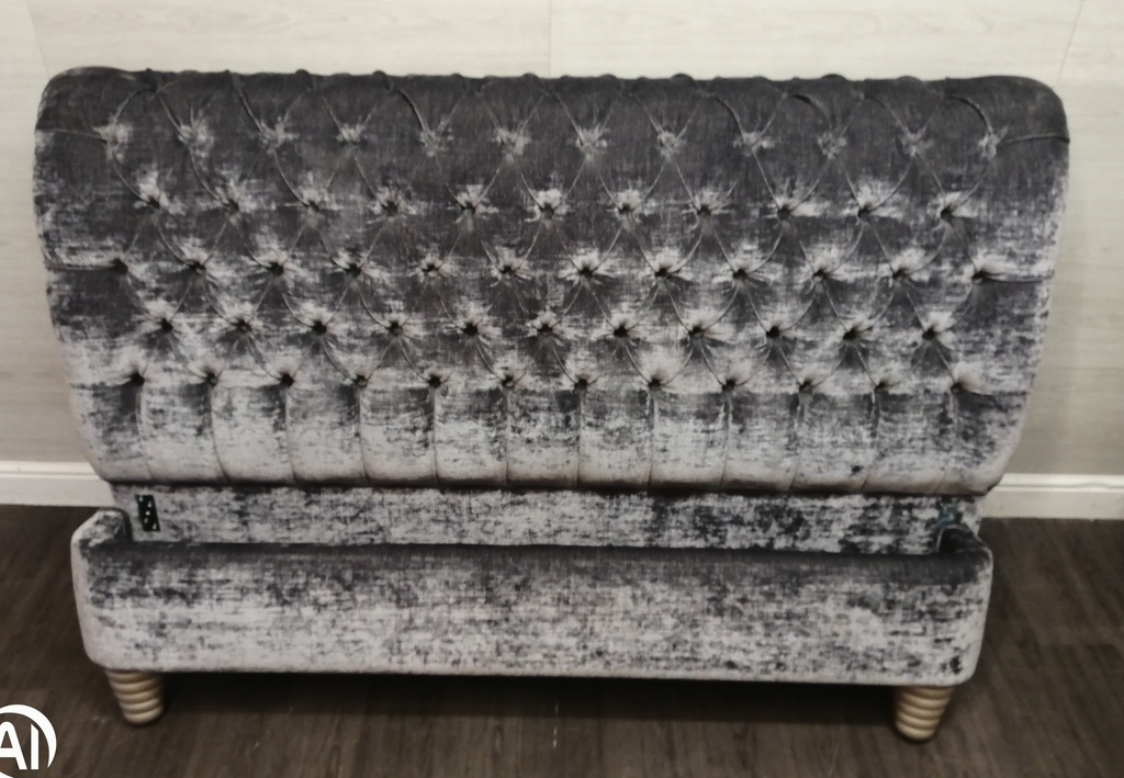 STUNNING GREYcrush velvet button back roll top 5ft BED FRAME