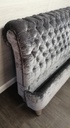 STUNNING GREYcrush velvet button back roll top 5ft BED FRAME