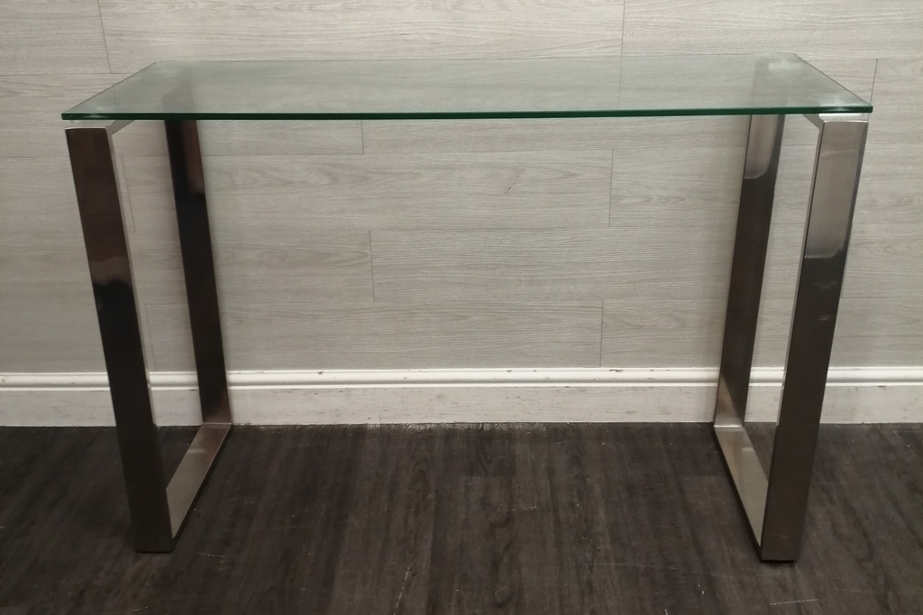 Chrome &amp; Glass Console Table