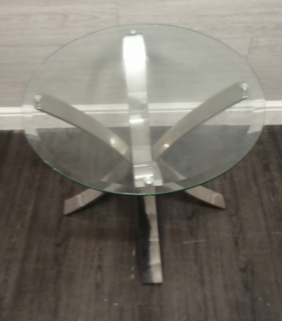 very stylish round glass top side table