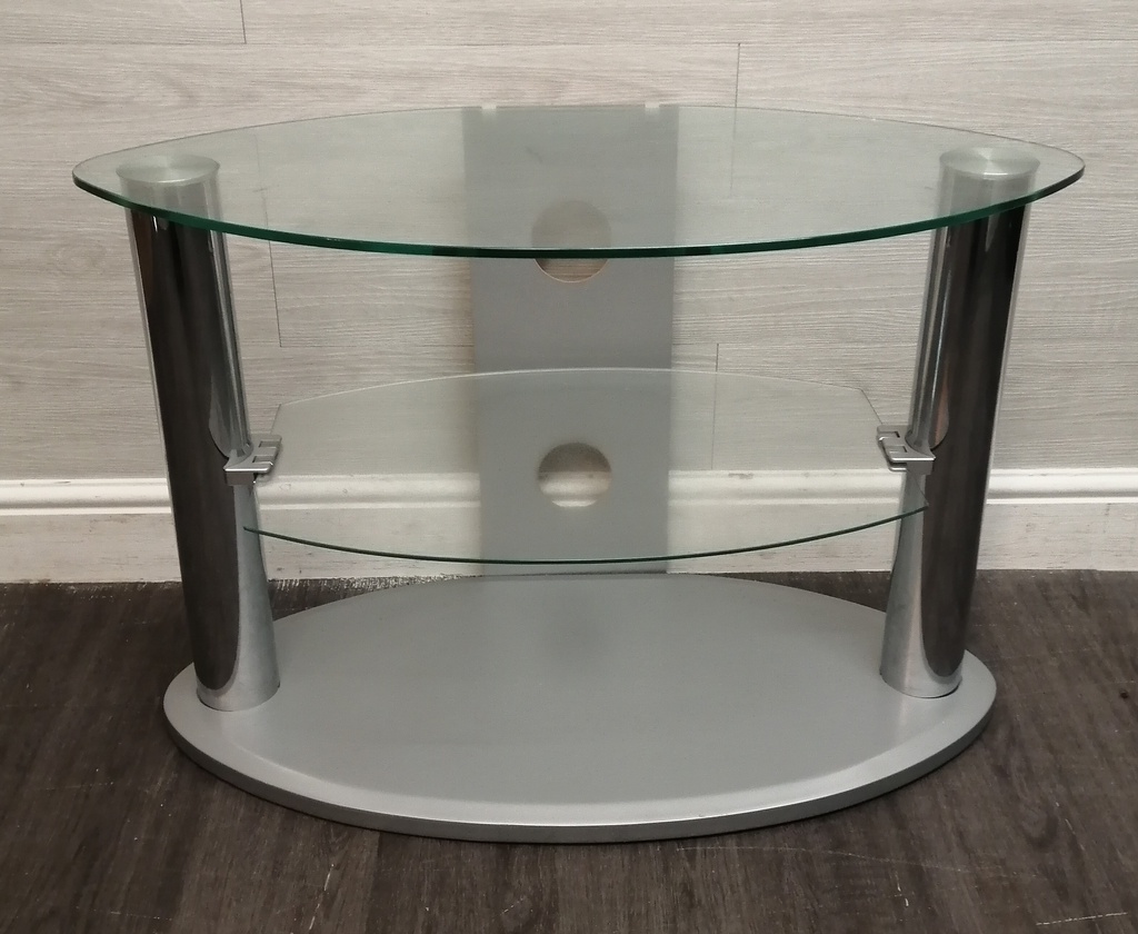 glass oval tv stand