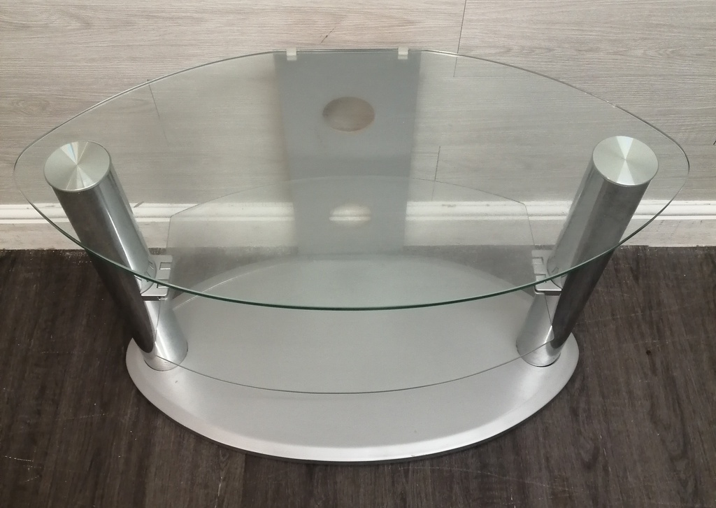 glass oval tv stand