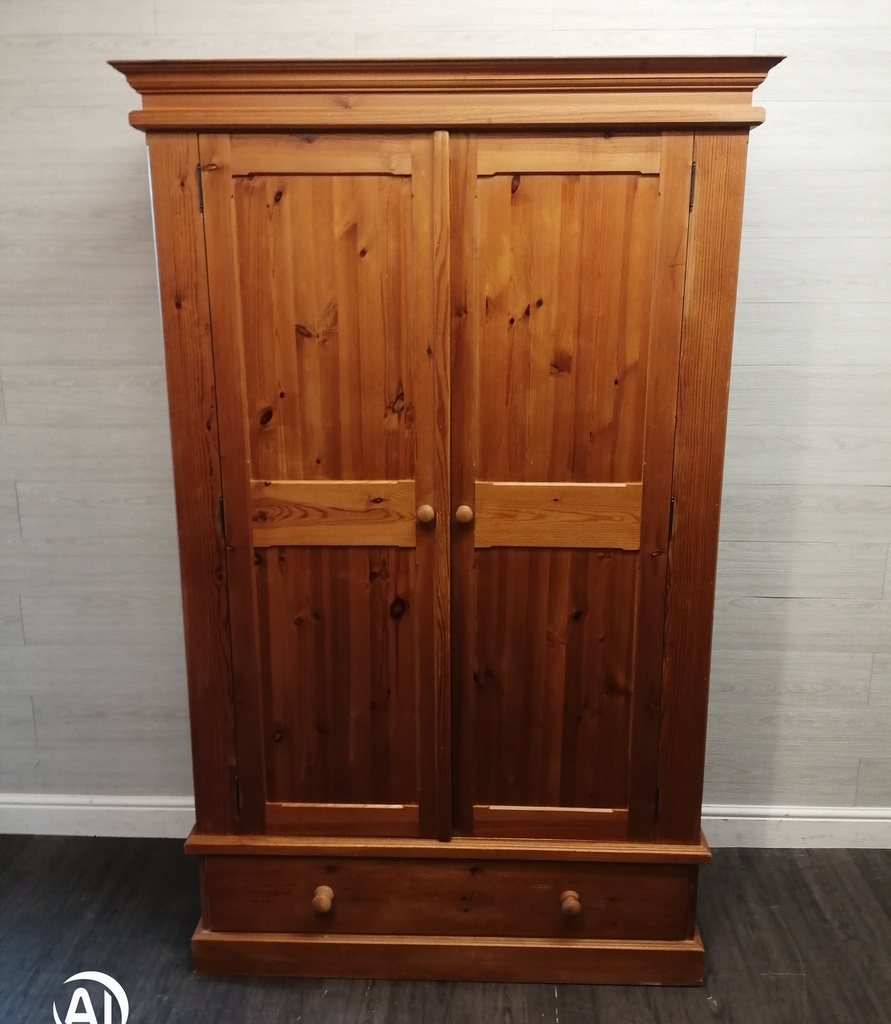 solid pine LARGE double wardrobe with drawer