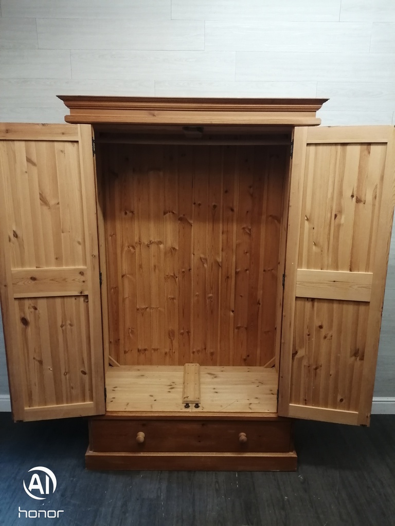 solid pine LARGE double wardrobe with drawer