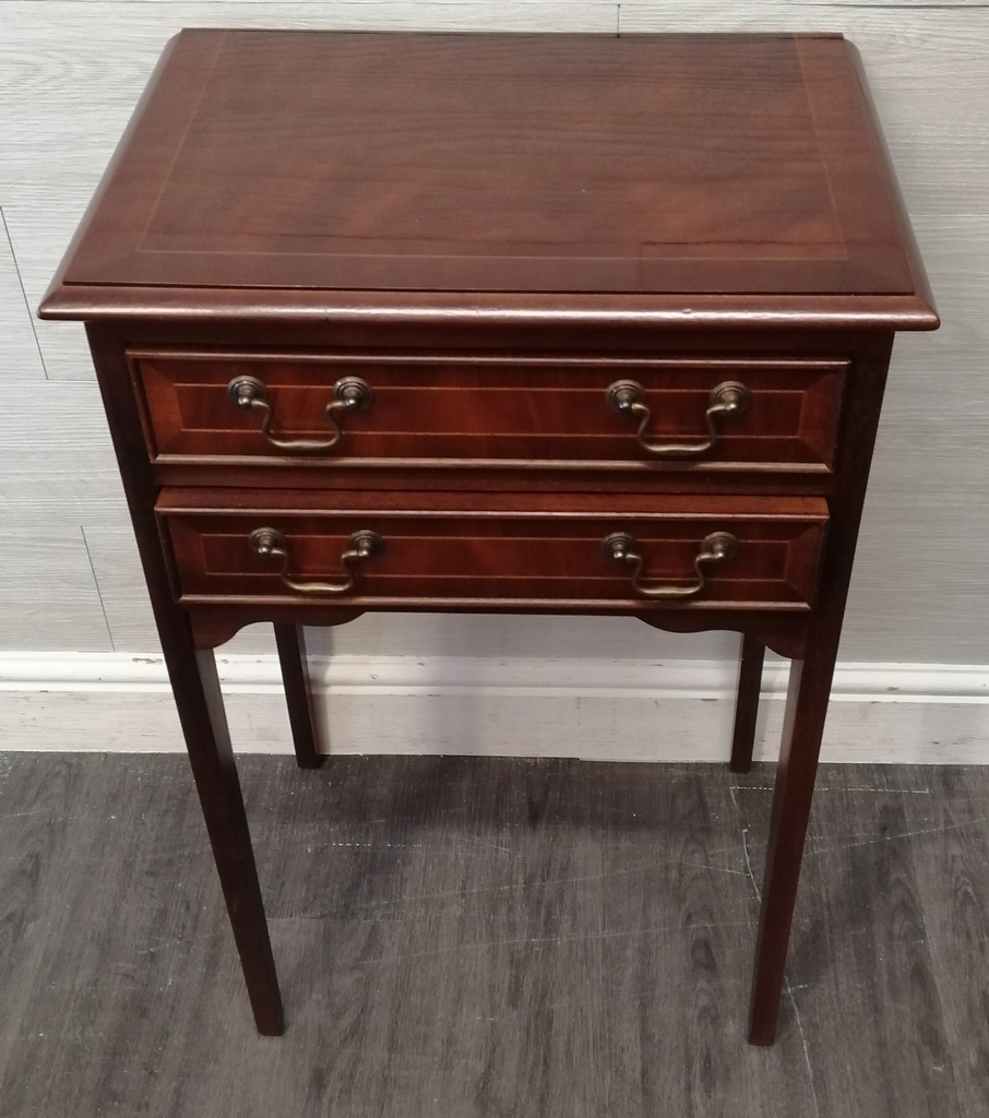 Lovely Repro Mahogany Two Drawer Side Table