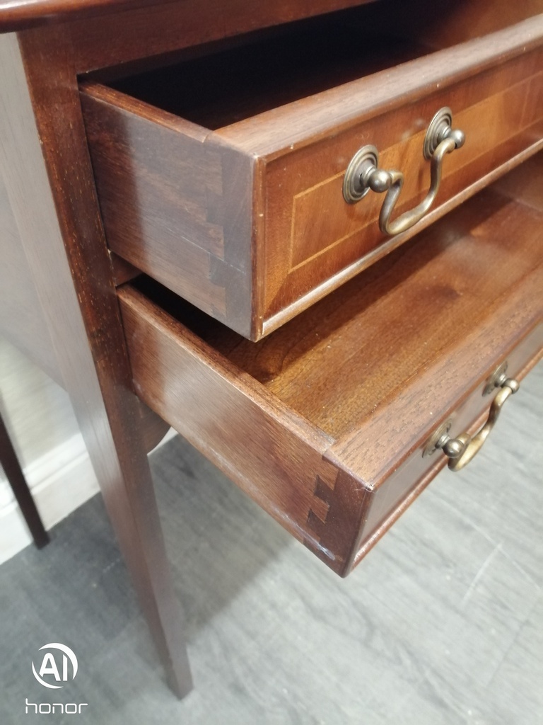 Lovely Repro Mahogany Two Drawer Side Table