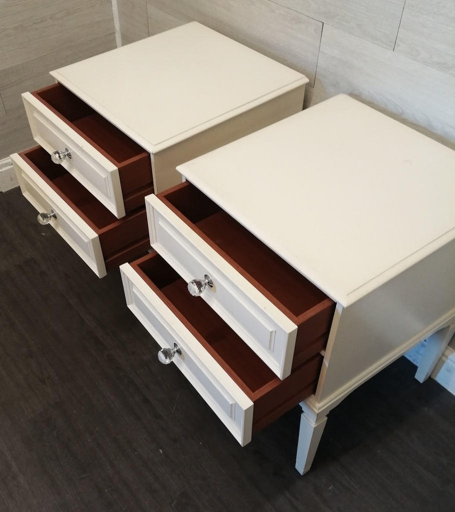 pair of two drawer cream bedsides