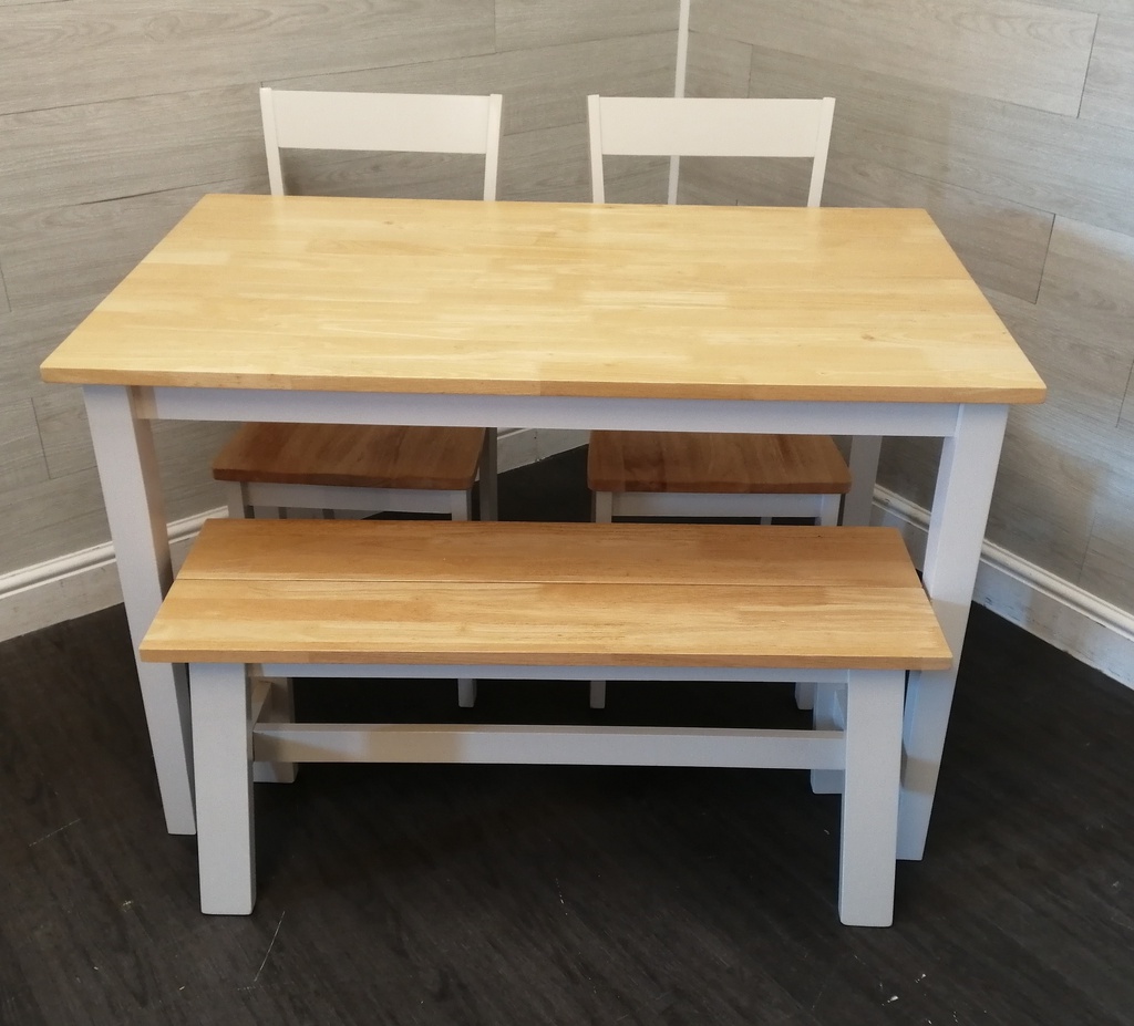 lovely  DINING TABLE, two CHAIRS &amp; BENCH SET