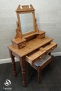 PINE DRESSING TABLE WITH MIRROR &amp; STOOL